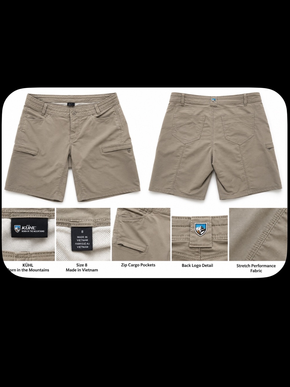 Kuhl Women's Cargo Shorts - Taupe Hiking Shorts Size 8